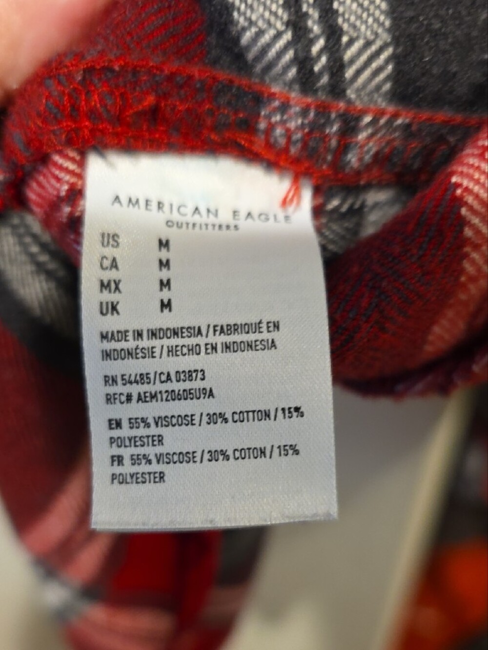American Eagle Red and Black Plaid Button-Up - Picture 7 of 7